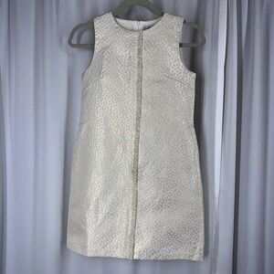 Gabby Luli & Me Shift Dress Girls Sz 16 Sleeveless Metallic Textured Fringe EUC